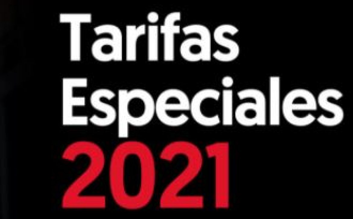 Banner informativo, sobre tarifas especiales 2021
